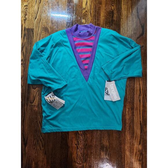 Tangles Short Sleeve Top Women's Plus Sz 3X VTG 90's Retro Shoulder Padded NWT - Picture 2 of 9